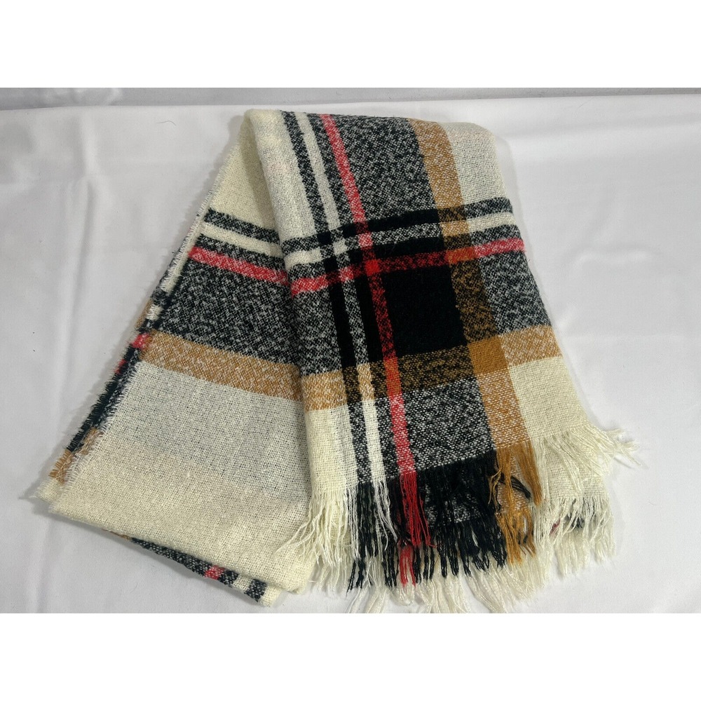 Abercrombie Plaid Poncho Womens Woven Fringe Cozy Boho‎ Cottagecore Wrap